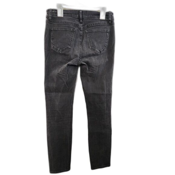 Madewell Skinny Skinny Jeans Dark Wash Sz 27 Biker Moto Zipper Bold Punk Baddie - Picture 4 of 13